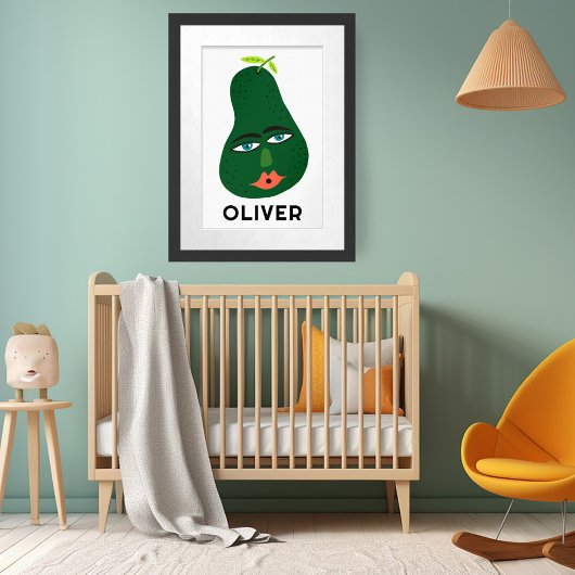 Whimsical Avocado CUSTOM BABY NAAM Kunst Poster