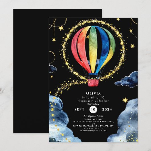 Whimsical Avontuur Hete Luchtballon Verjaardag Kaart (Voorkant / Achterkant)