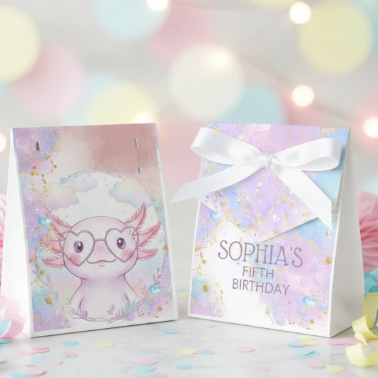 Whimsical axolotl kids birthday bedankdoosjes