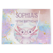 Whimsical axolotl kids birthday groot cadeauzakje (Voorkant)