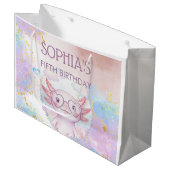 Whimsical axolotl kids birthday groot cadeauzakje (Voorkant Gekanteld)