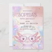 Whimsical axolotl kids birthday kaart (Voorkant)