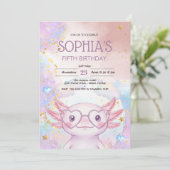 Whimsical axolotl kids birthday kaart (Staand voorkant)