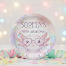 Whimsical axolotl kids birthday