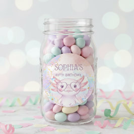 Whimsical axolotl kids birthday ronde sticker