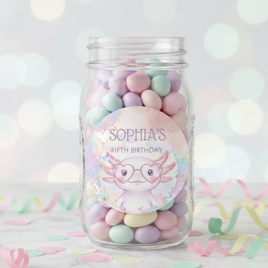 Whimsical axolotl kids birthday ronde sticker