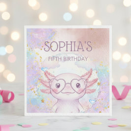 Whimsical axolotl kids birthday servet