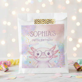 Whimsical axolotl kinder verjaardag bedankzakje