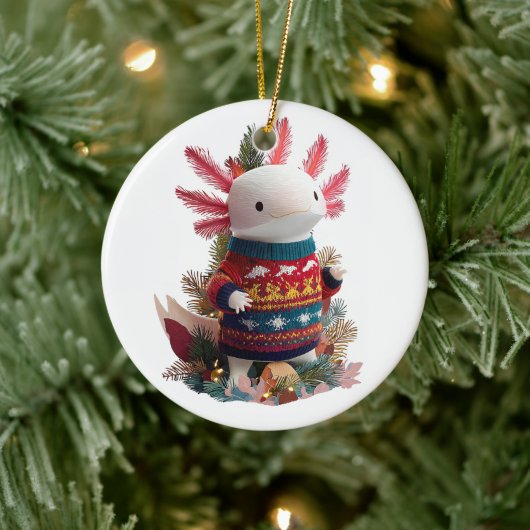 Whimsical Axolotl Lovers Keramisch Ornament (Boom)