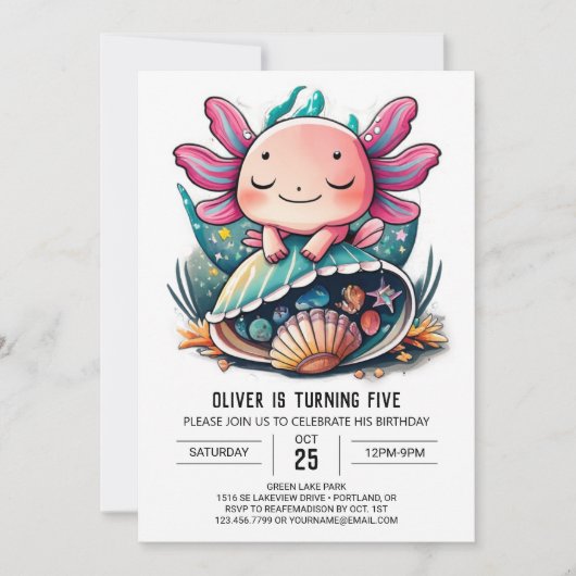 Whimsical Axolotl Onderzeese Verjaardag Kaart (Voorkant)