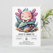 Whimsical Axolotl Onderzeese Verjaardag Kaart (Staand voorkant)