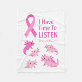 Whimsical Axolotl Pink Ribbon Blanket Fleece Deken