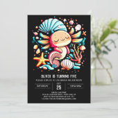 Whimsical Axolotl Waterverf Verjaardagsviering Kaart (Staand voorkant)