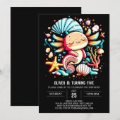 Whimsical Axolotl Waterverf Verjaardagsviering Kaart (Voorkant / Achterkant)