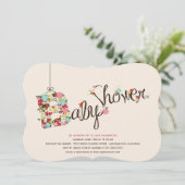 Whimsical B Spring Flowers Baby shower nodigt uit Kaart (Staand voorkant)