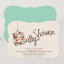Whimsical B Spring Flowers Baby shower nodigt uit