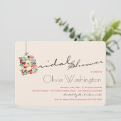 Whimsical B Spring Flowers Vrijgezellenfeest nodig Kaart (Staand voorkant)