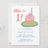 Whimsical BABY 1st Birthday Party Cupcake Custom Kaart (Voorkant)