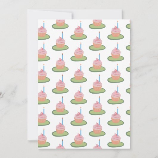 Whimsical BABY 1st Birthday Party Cupcake Custom Kaart (Achterkant)