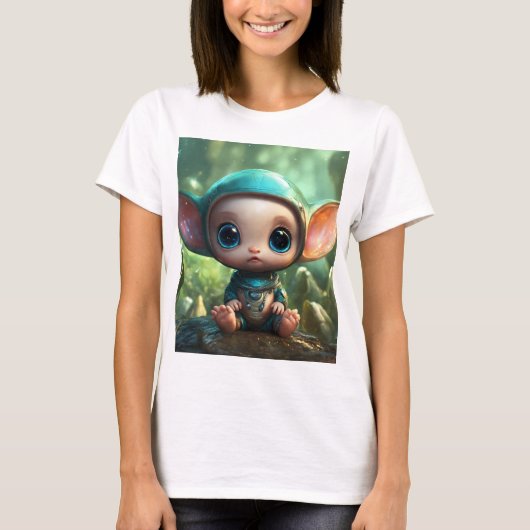 Whimsical Baby Alien - Een surrealistisch droomlan T-shirt (Voorkant)