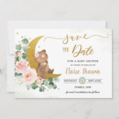 Whimsical Baby Beer Crescent Moon Blush Floral Save The Date (Voorkant)