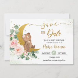 Whimsical Baby Beer Crescent Moon Blush Floral Save The Date
