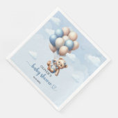 Whimsical baby beer met blauwe en ivoren ballonnen servet (Hoek)