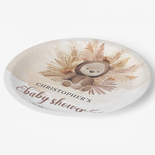 Whimsical baby beer pampas grass genderneutraal papieren bordje (Gekanteld)