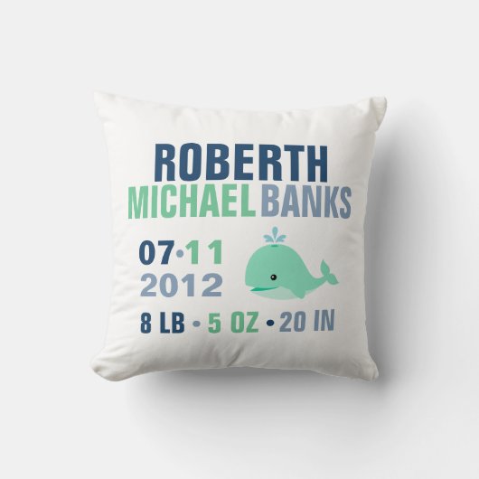 Whimsical Baby Birth Announounding {groen} Kussen (Voorkant)