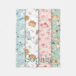 Whimsical baby blanket forest animals patterns fleece deken