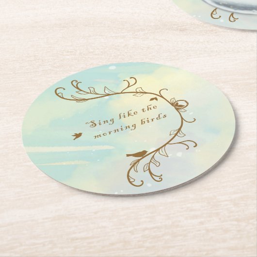 Whimsical Baby Blue Sing Morning Birds Onderzetter (Gebogen)