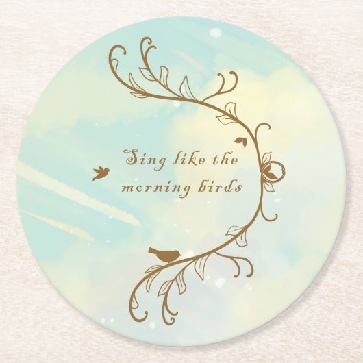 Whimsical Baby Blue Sing Morning Birds Onderzetter (Voorkant)