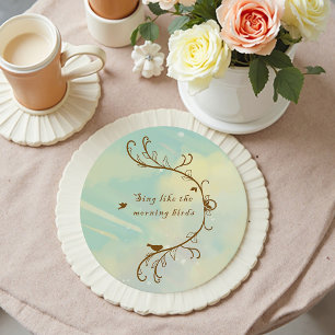 Whimsical Baby Blue Sing Morning Birds Onderzetter