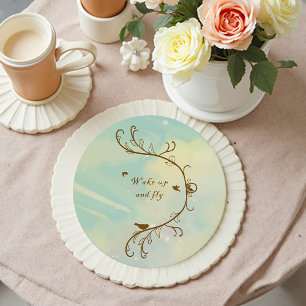 Whimsical Baby Blue Wake Up and Fly Onderzetter