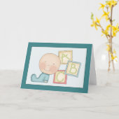 Whimsical Baby Boy Gefeliciteerd Card Kaart (Gele Bloem)