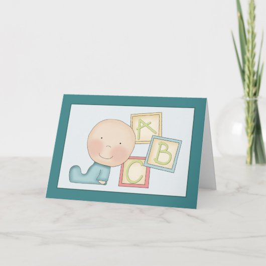 Whimsical Baby Boy Gefeliciteerd Card Kaart (Voorkant)