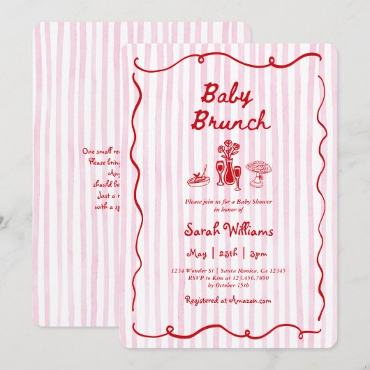 Whimsical Baby Brunch Baby Shower Girl Kaart (Voorkant / Achterkant)