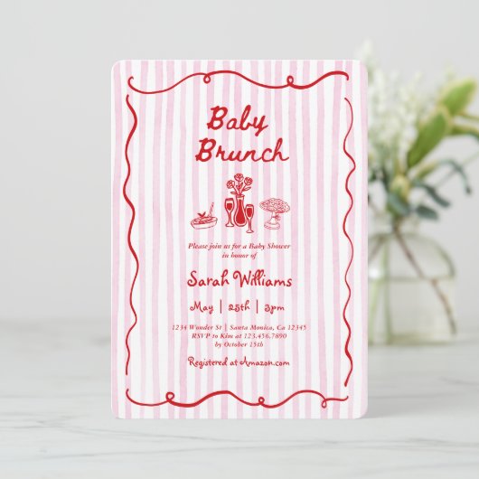 Whimsical Baby Brunch Baby Shower Girl Kaart (Staand voorkant)