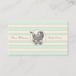 Whimsical Baby Buggy Blue Green Birthing Services Visitekaartje
