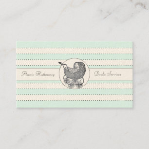 Whimsical Baby Buggy Blue Green Birthing Services Visitekaartje