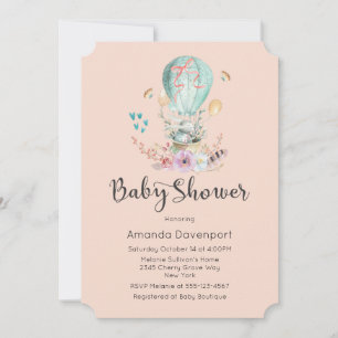 Whimsical Baby Bunny in een ballon Baby shower Kaart