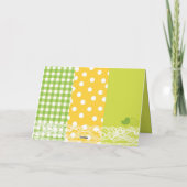 Whimsical Baby Chicken Green Plaids Polka Dots Lac Bedankkaart (Achterkant)