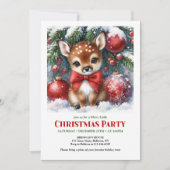 Whimsical baby deer snowy forest watercolor cozy  kaart (Voorkant)