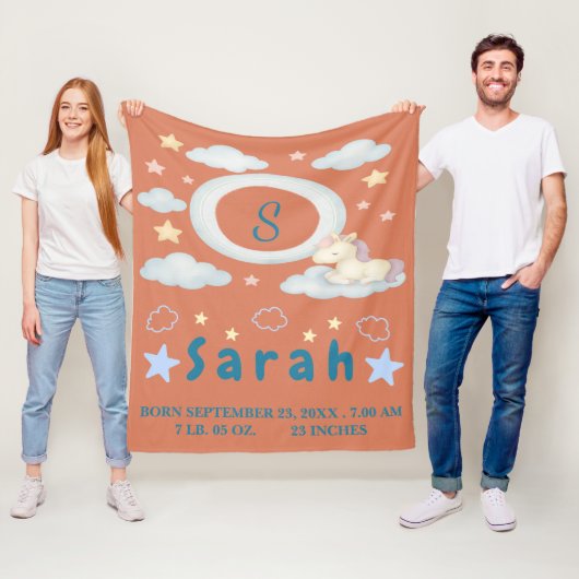 Whimsical Baby deken met sterren en wolken (In situ)