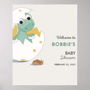 Whimsical Baby Dino Welkom Baby shower Poster