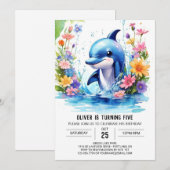 Whimsical Baby Dolfijn Party Verjaardag Kaart (Voorkant / Achterkant)