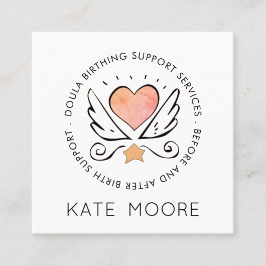 Whimsical Baby Doula Geboortecoach of vroedvrouw Vierkante Visitekaartje (Voorkant)