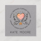 Whimsical Baby Doula Geboortecoach op Grey Vierkante Visitekaartje (Voorkant)