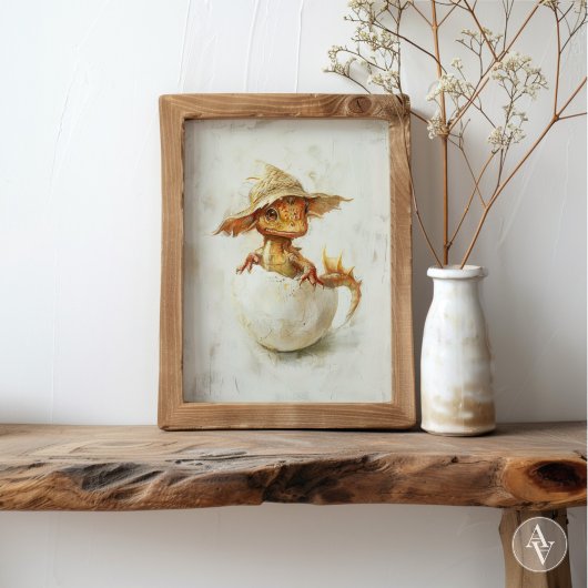 Whimsical Baby Dragon Hatching Art Magische Fantas Poster
