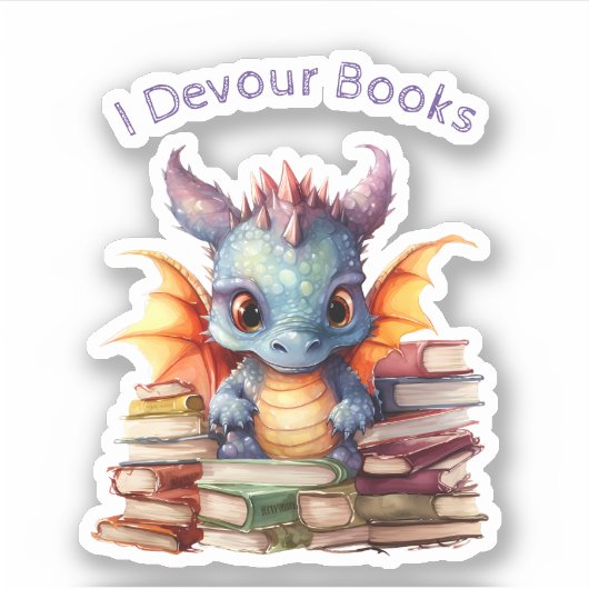 *~* Whimsical Baby Dragon READING verslindende AP8 Sticker (Voorkant)